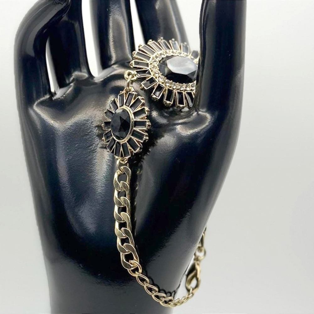Vintage Gothic‎ Chain Bracelet Black Crystal Women's Fashion Boho Statement Y2K